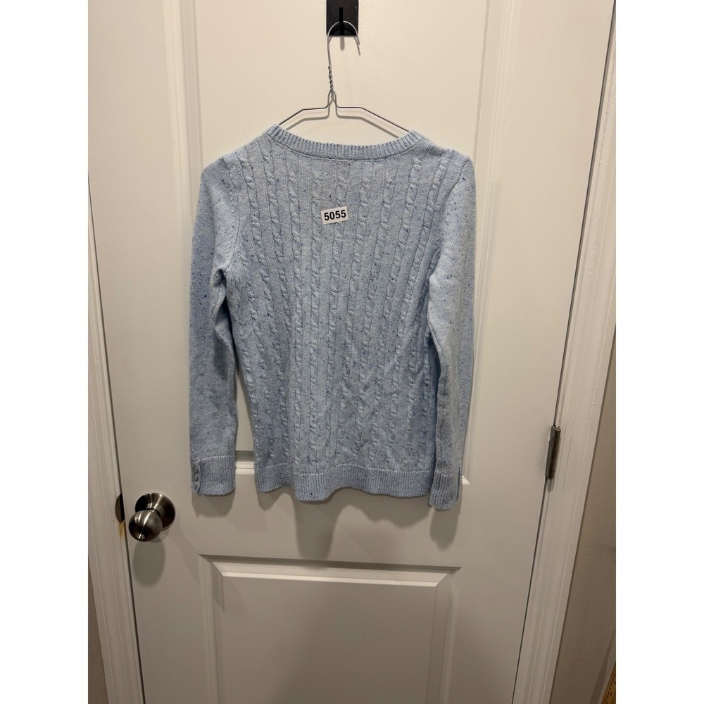 Talbots Womens Sweater Cable Knit Donegal Fleck Light Blue Petite P - Picture 6 of 7